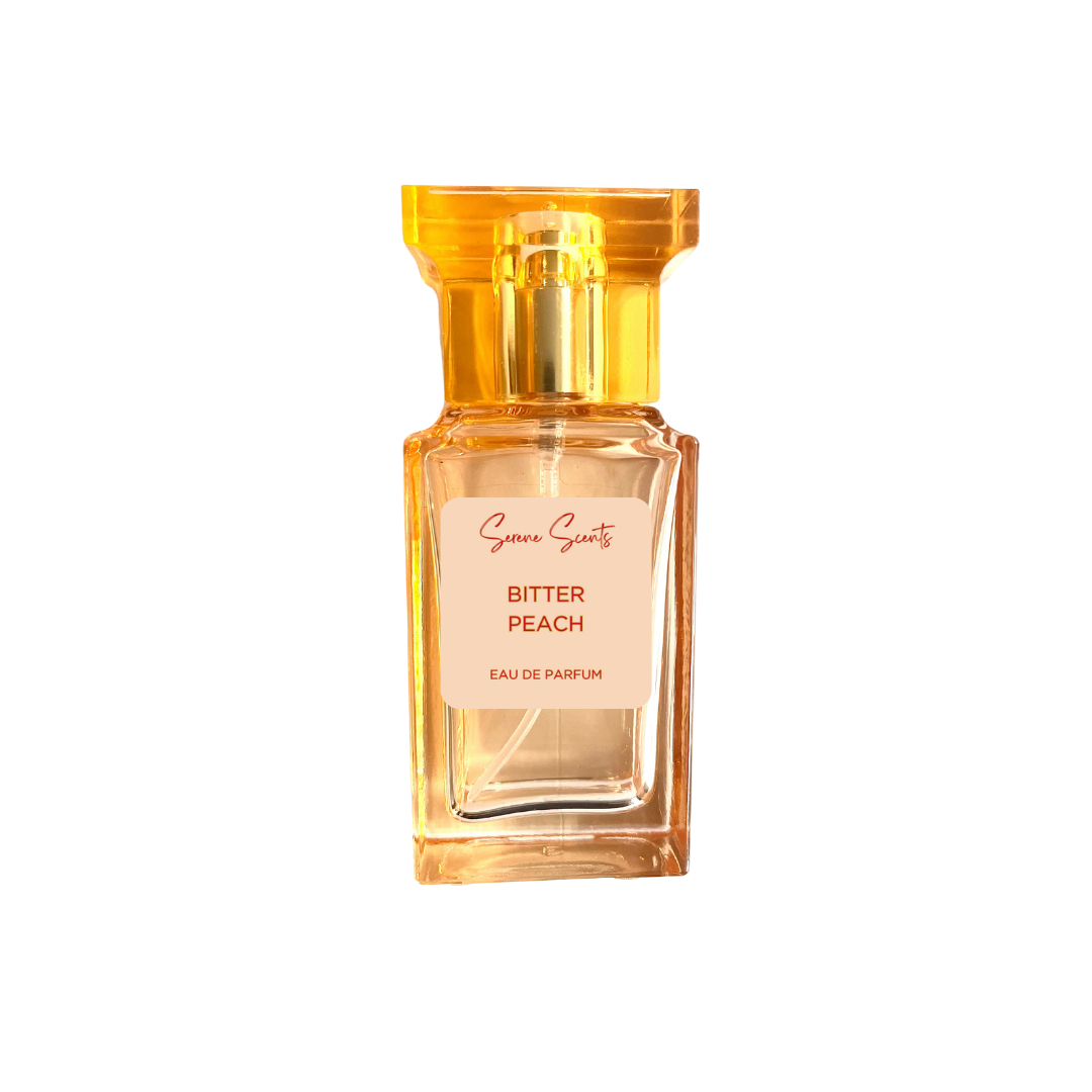 30ml bottle of Bitter Peach inspired perfume – Tom Ford dupe with peach, rum, and patchouli notes