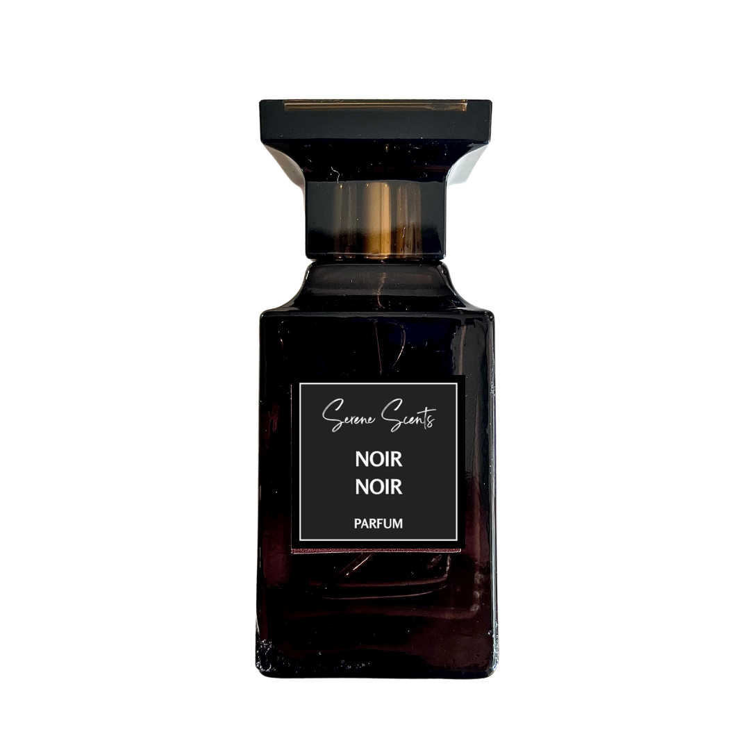 50ml bottle of Noir de Noir inspired Eau de Parfum – Luxe Perfume with black rose, patchouli, and oud notes.