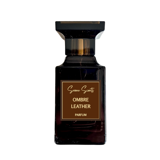 50ml bottle of Ombre Leather inspired perfume – Luxe Perfume with cardamom, leather, and amber notes