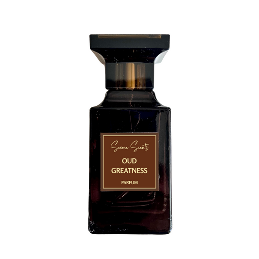 50ml bottle of Oud for Greatness inspired Eau de Parfum – Luxe Perfume with saffron, oud, and lavender