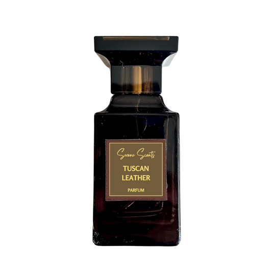 50ml bottle of Tuscan Leather inspired perfume – Luxe Perfume with raspberry, leather, and suede notes